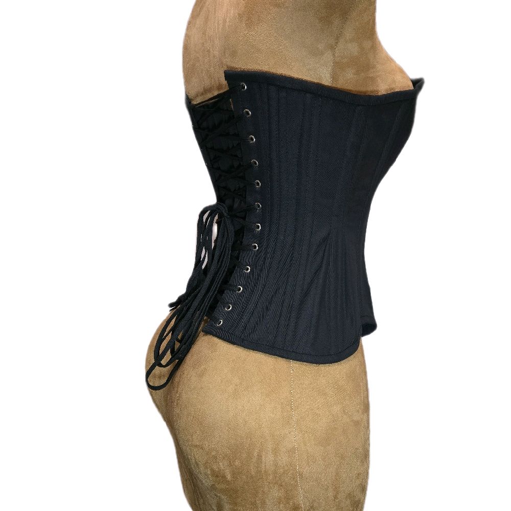 22 Waist Goal| 14"| Overbust Black Cotton Corset