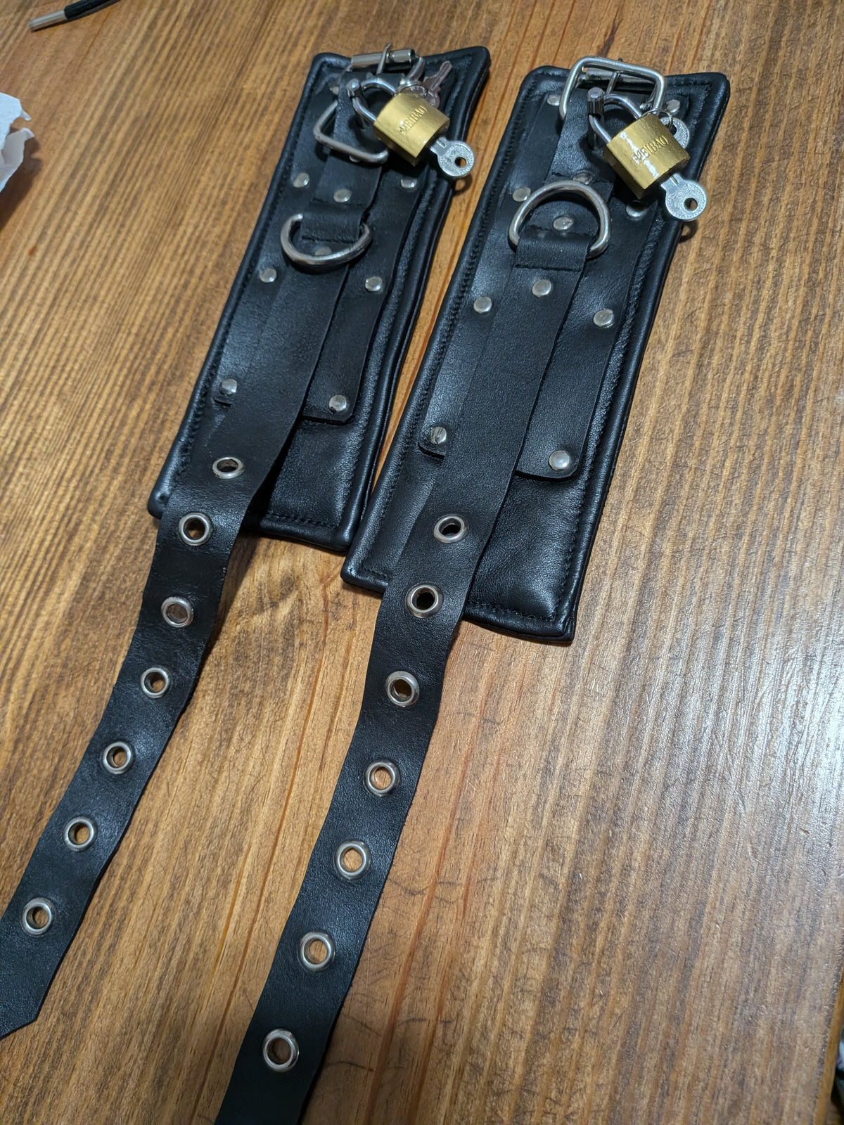 Padded locking lock lockable Genuine Leather Wrist Straps | Custom