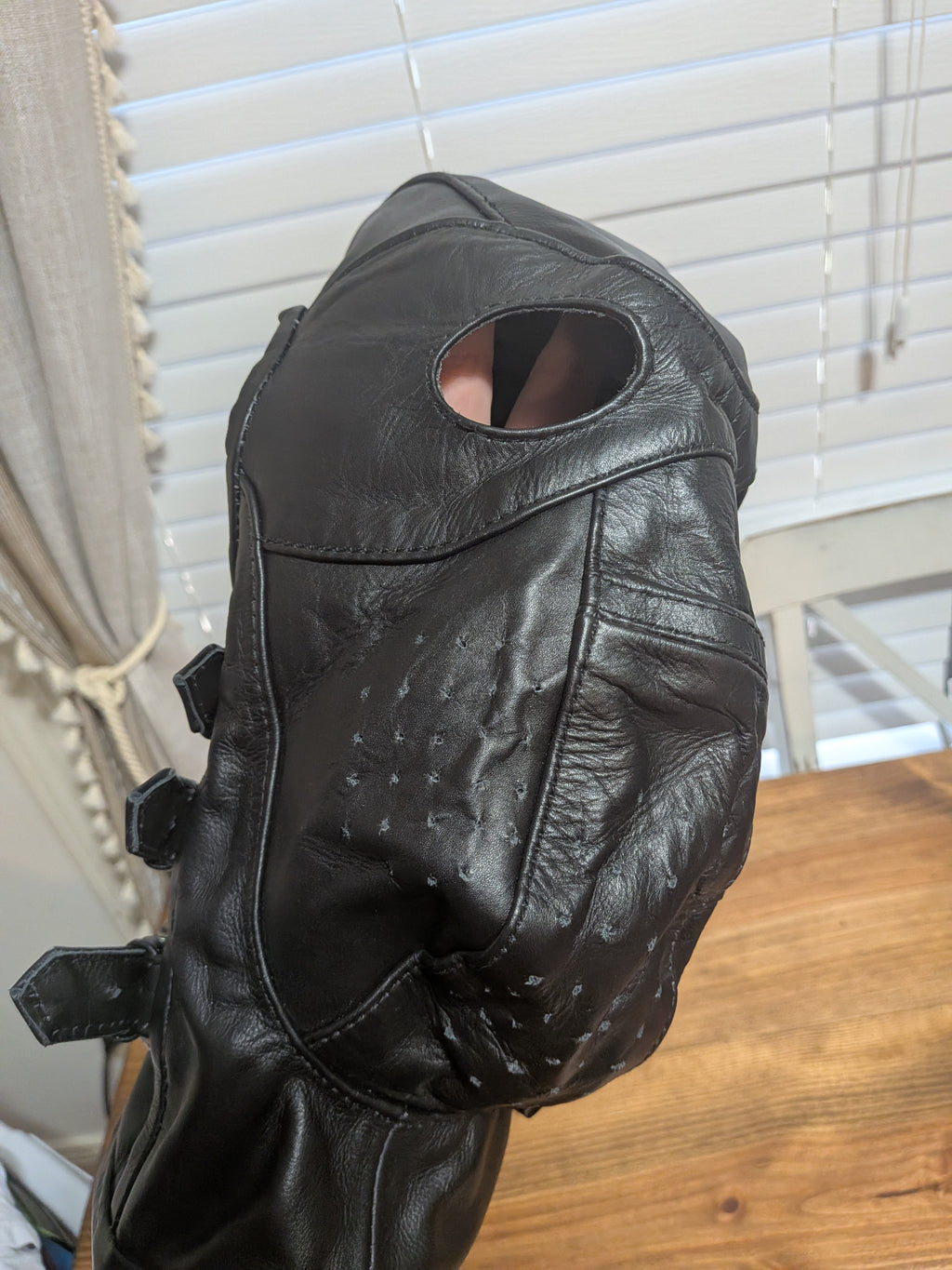 Leather hood mask
