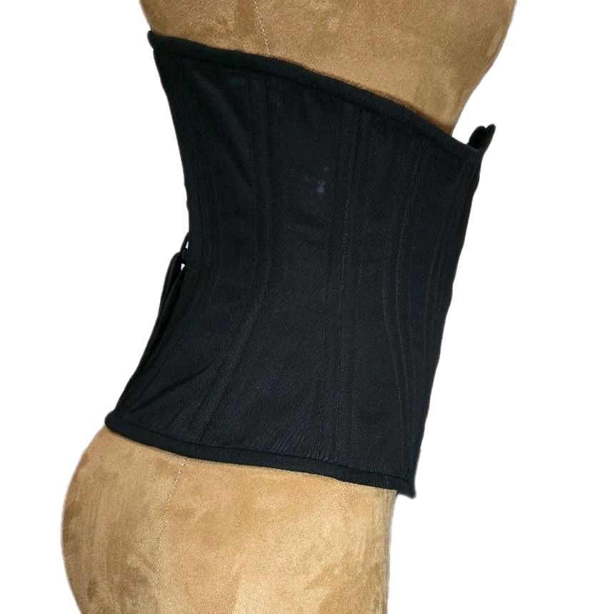 Black Cotton Waist Training Corset – 26″ Waist Goal, 13″ Length