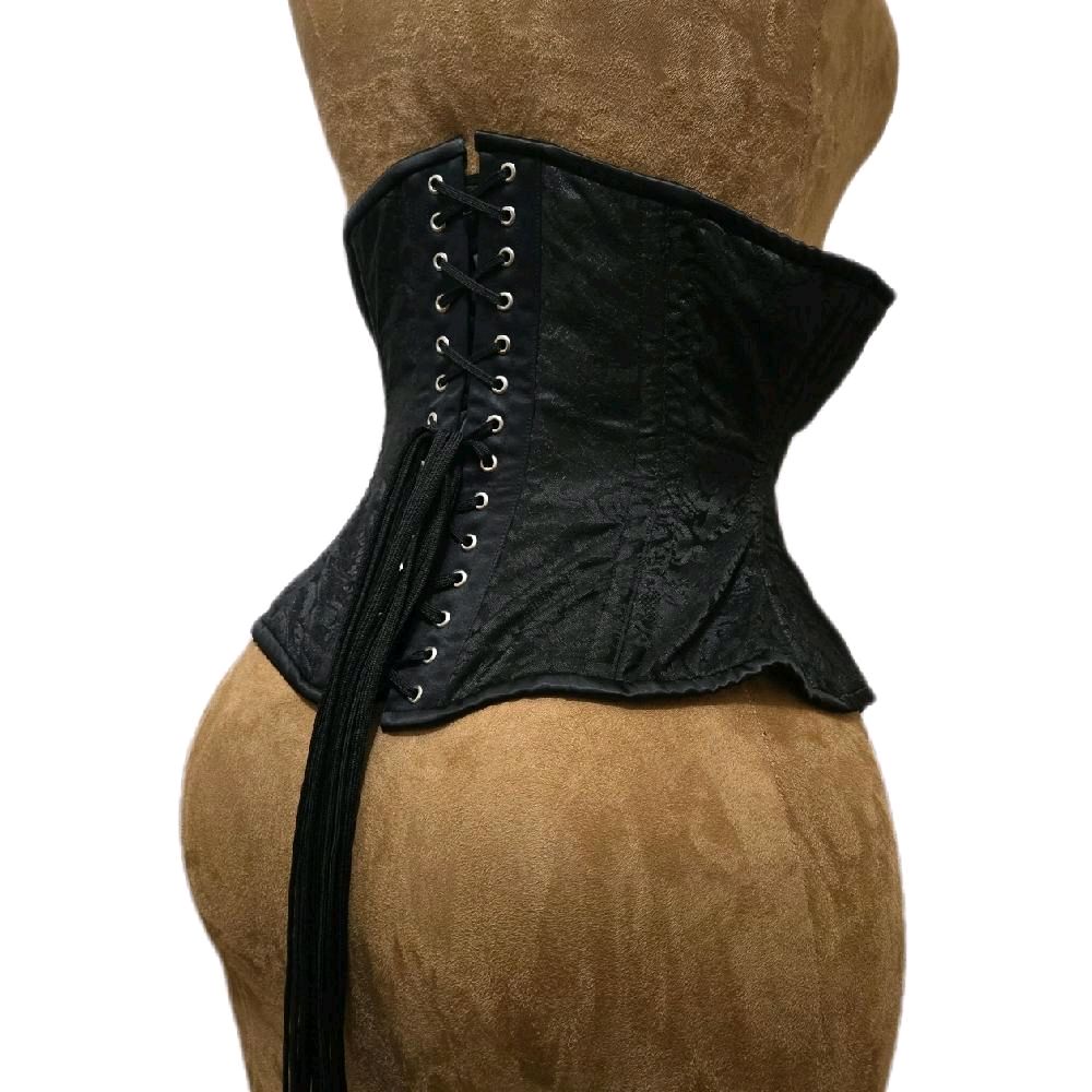 Black Brocade Corset – Swing Style | 26-Inch Waist Goal | 12.5-Inch Length