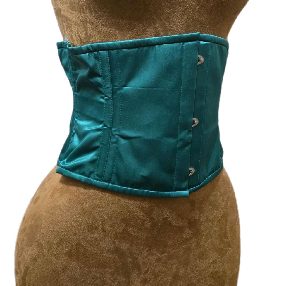 Teal Satin Corset – 28" Waist Goal | 9" Length Waspie Belt