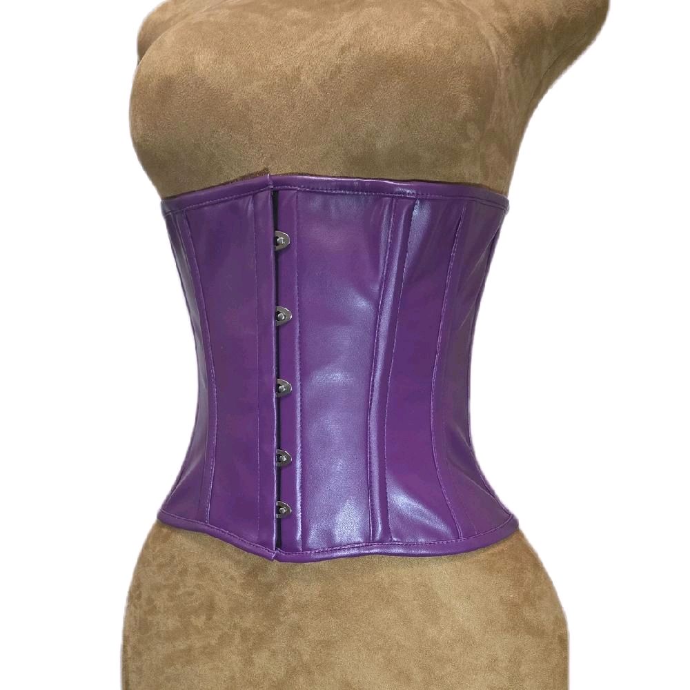 Purple Leather Waist Training Corset – 26-Inch Waist Goal, 10½-Inch Length