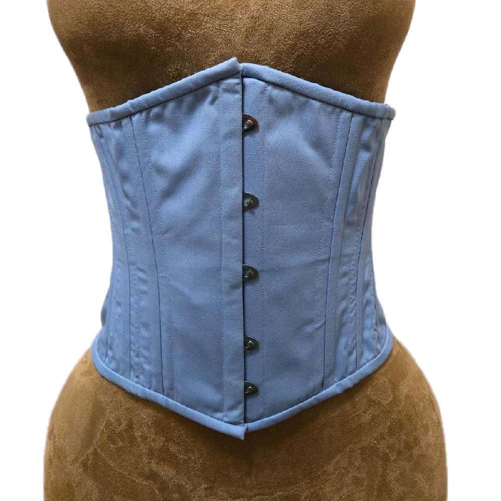 Dusty Blue Cotton Corset | 28" Waist Goal | 11½" Length