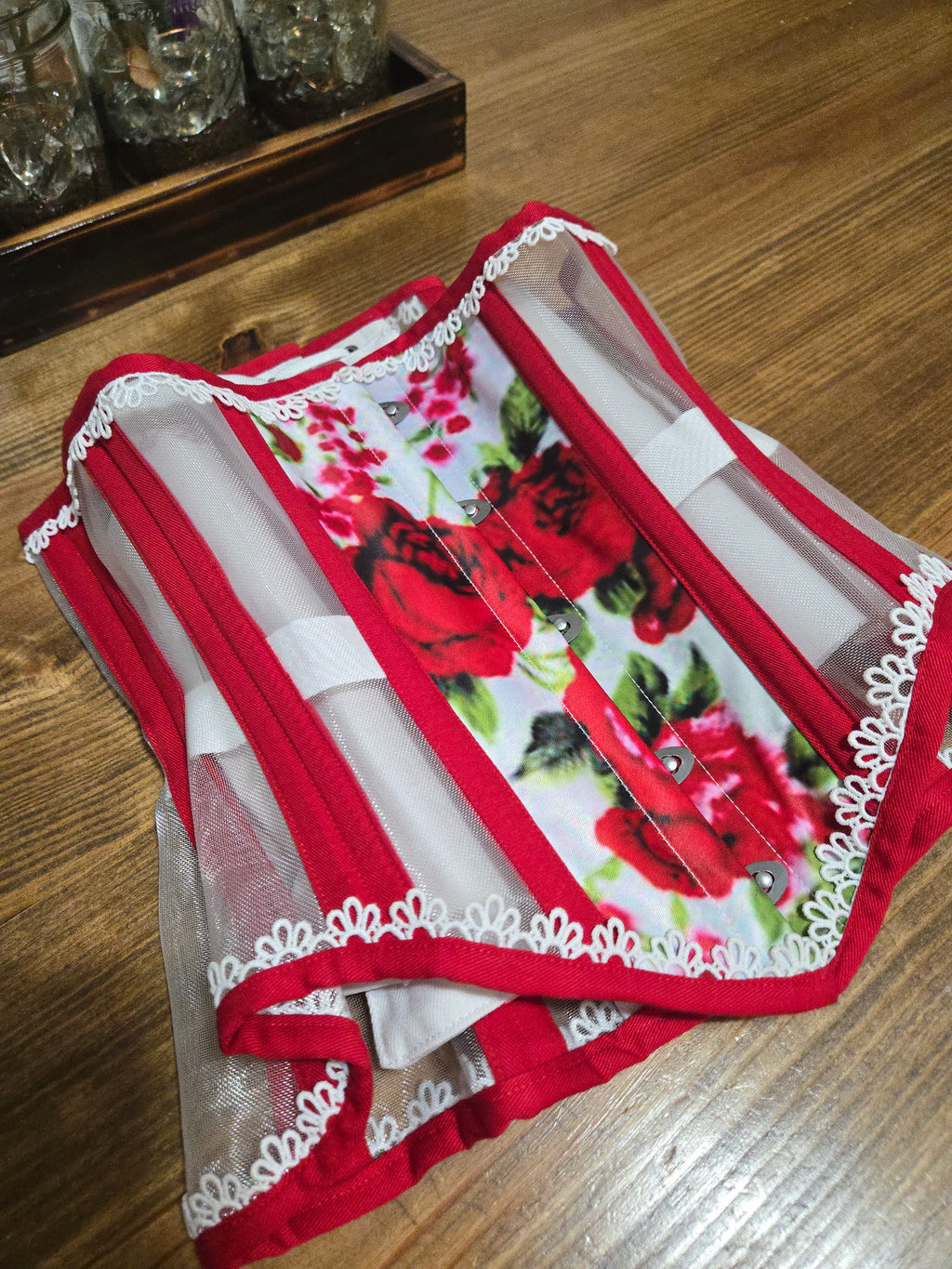 Sheer mesh corsets