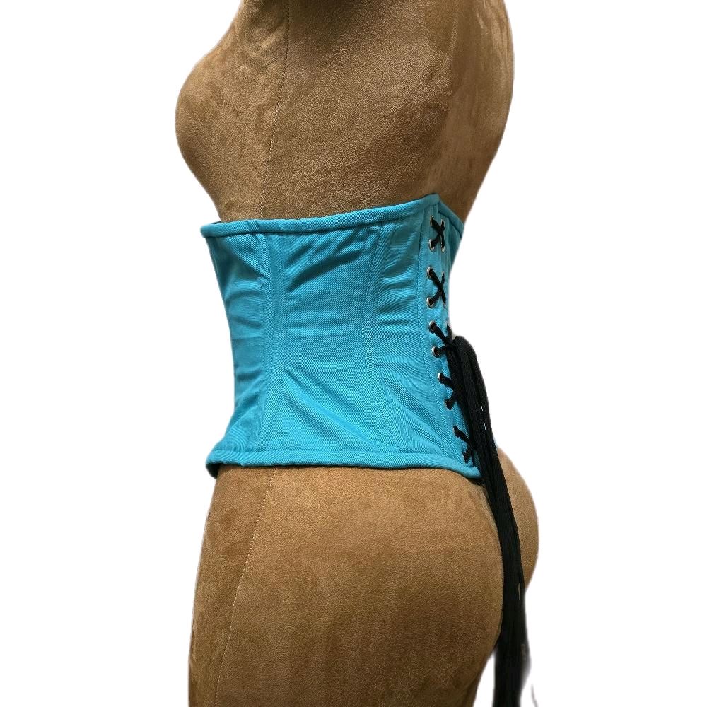 Teal Cotton Waist Training Corset – 26-Inch Waist Goal | 12-Inch Length