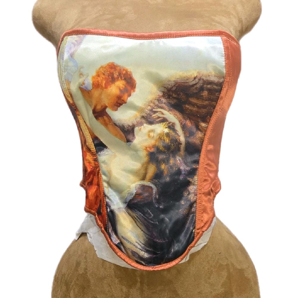 Romantic Victorian Print Corset – 24" Waist Goal| 14" Length