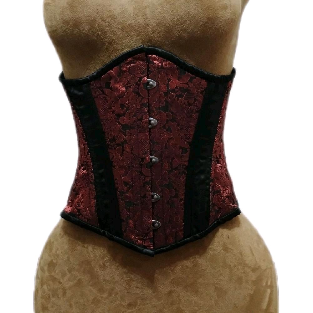 Red and black brocade 26 waist 11 length waist training corset