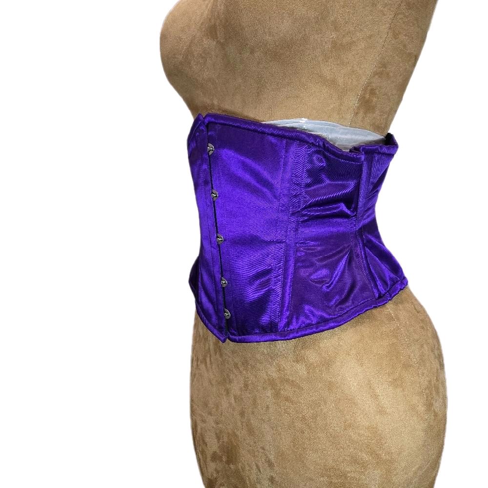 Purple Satin Steel Boned Waist training corset 26 inch waist goal 10 length | waspie |