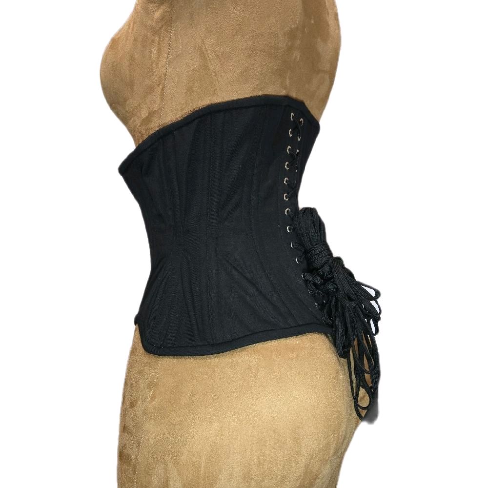 Black Cotton Waist Training Corset – 26" Waist Goal, 11.5" Length