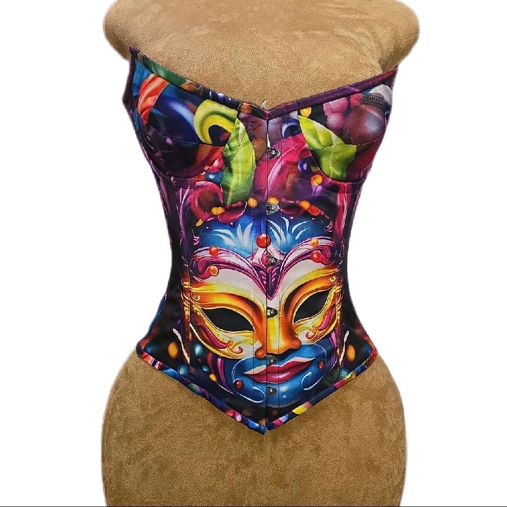 MARDI GRAS Colorful Overbust Corset 🎭
22" Waist Goal • 14" Length ✨