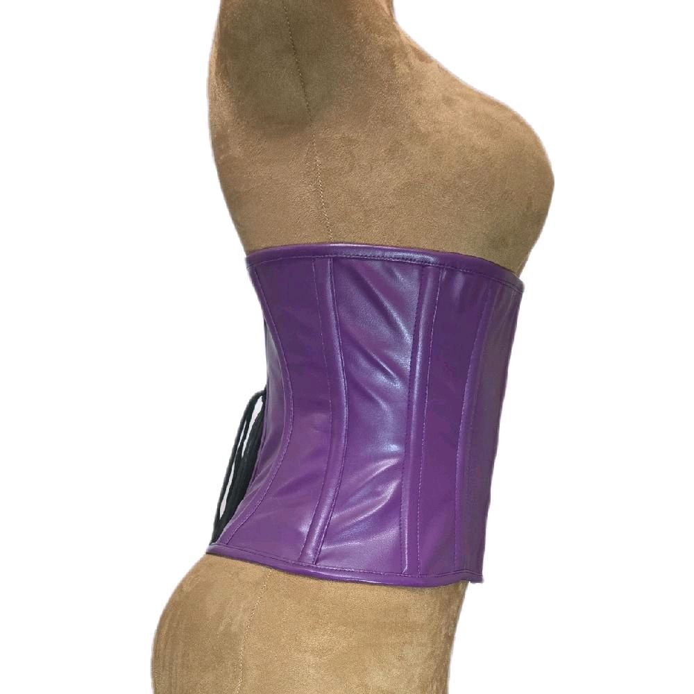 Purple Leather Waist Training Corset – 26-Inch Waist Goal, 10½-Inch Length