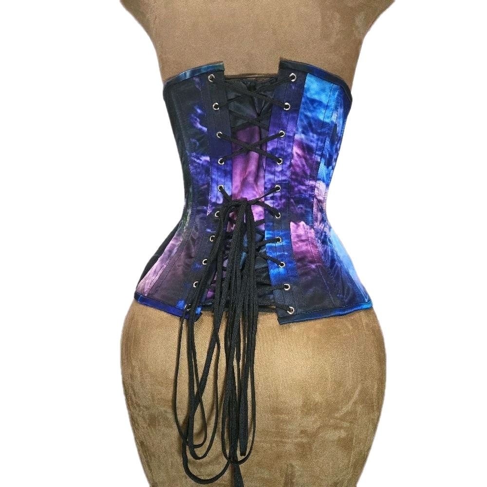 Blue Green Purple Galaxy Waist Training Corset – 24-Inch Waist Goal, 13-Inch Length