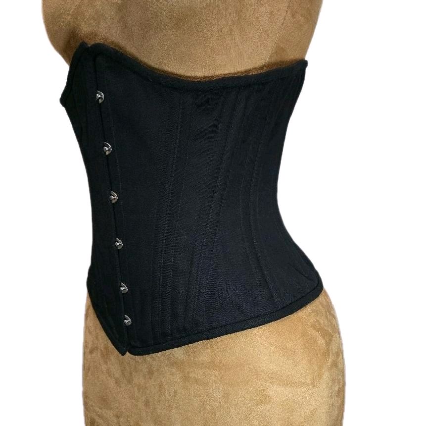 Black Cotton Waist Training Corset – 26″ Waist Goal, 13″ Length