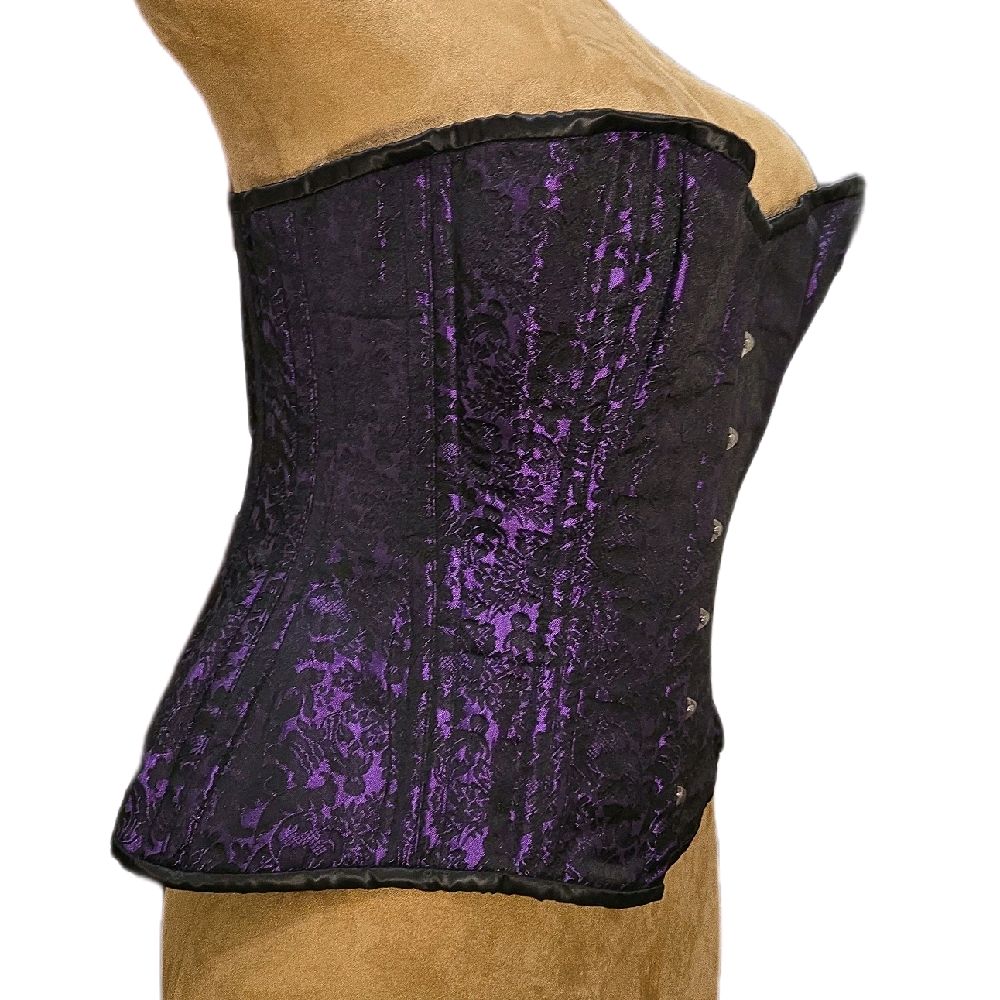 36” Overbust Corset | 14” length | Purple & Black brocade