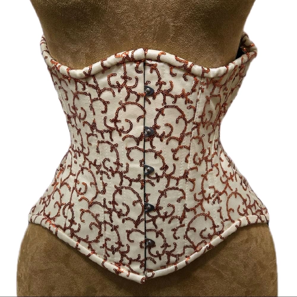 Orange Creamsicle Corset with Sequin Beaded Detailing | 22" Waist Goal | 11" Length
