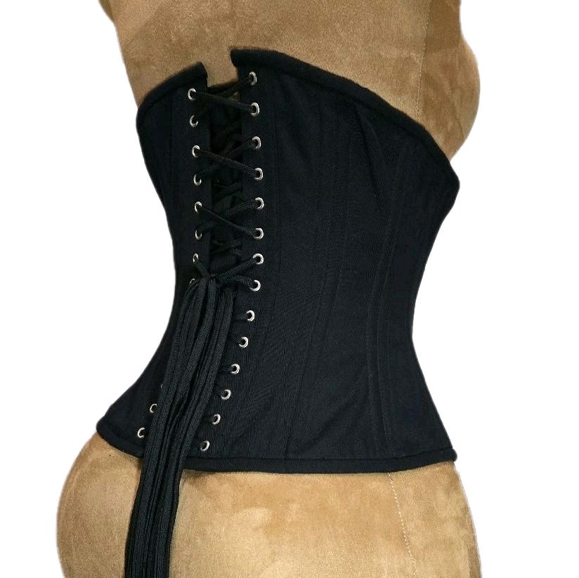 Black Cotton Waist Training Corset – 26″ Waist Goal, 13″ Length