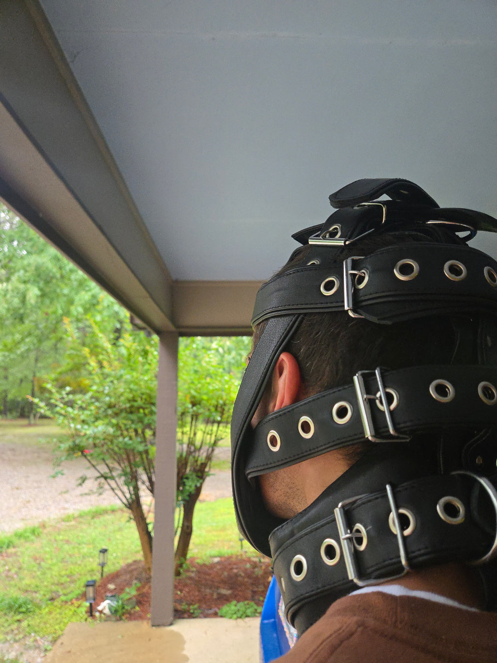 Adjustable Genuine Leather Muzzle Mask – Lockable D-Ring Design- Ready to ship
