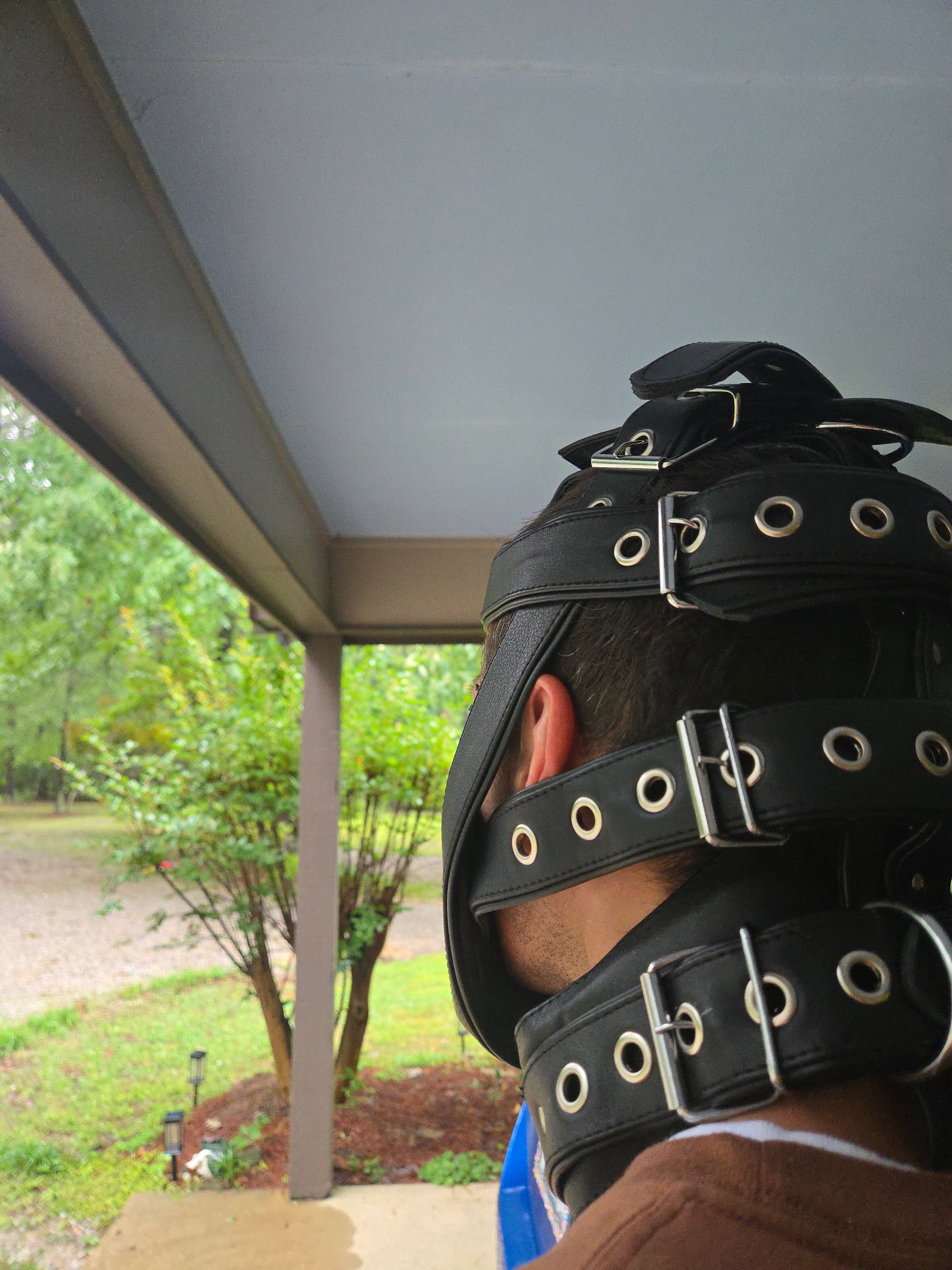 Adjustable Genuine Leather Muzzle Mask – Lockable D-Ring Design- Ready to ship
