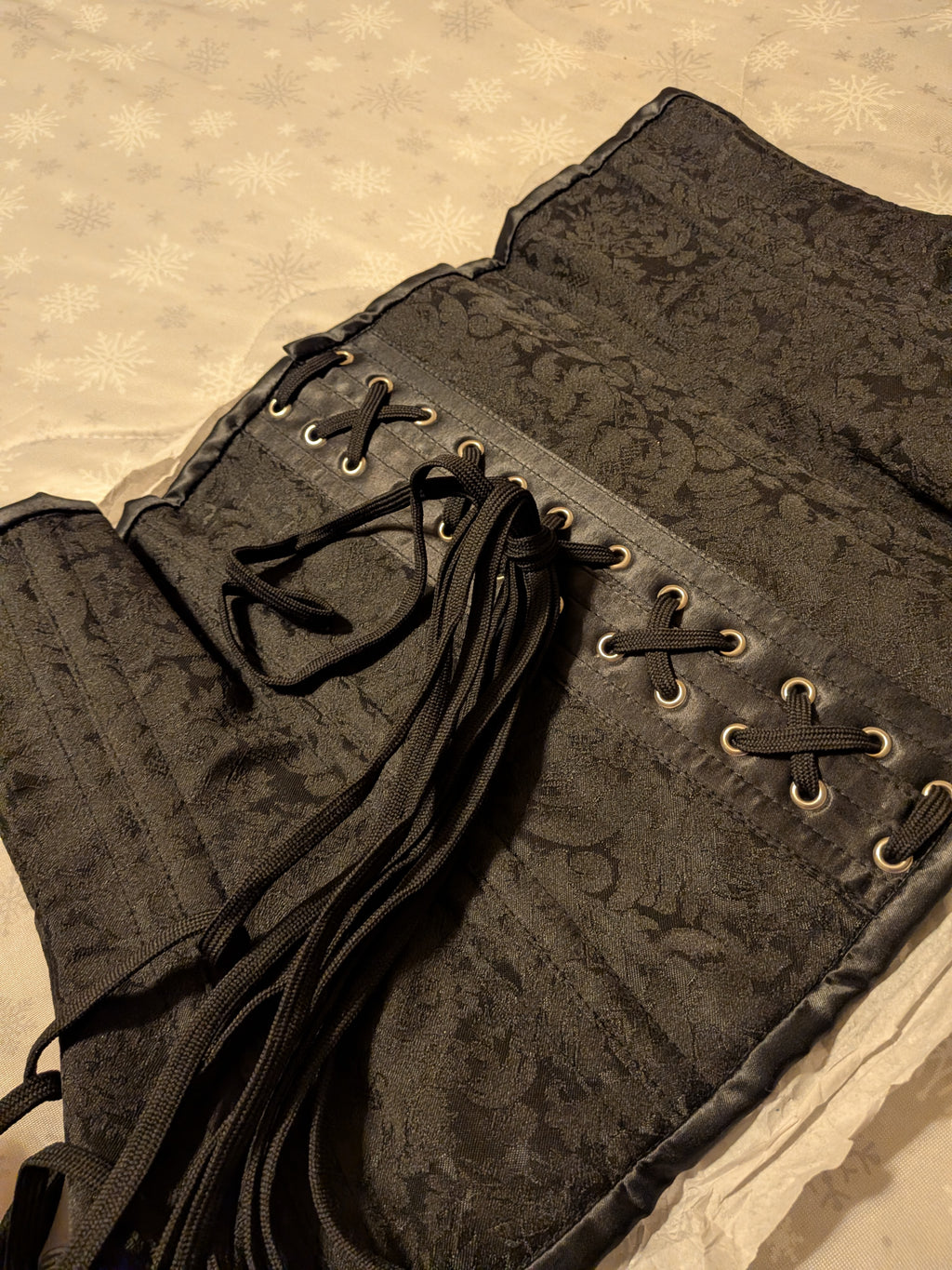 Black Brocade Zipper Waist Training Corset — Signature Shape CC-500-34” Waist Goal, 12” Length