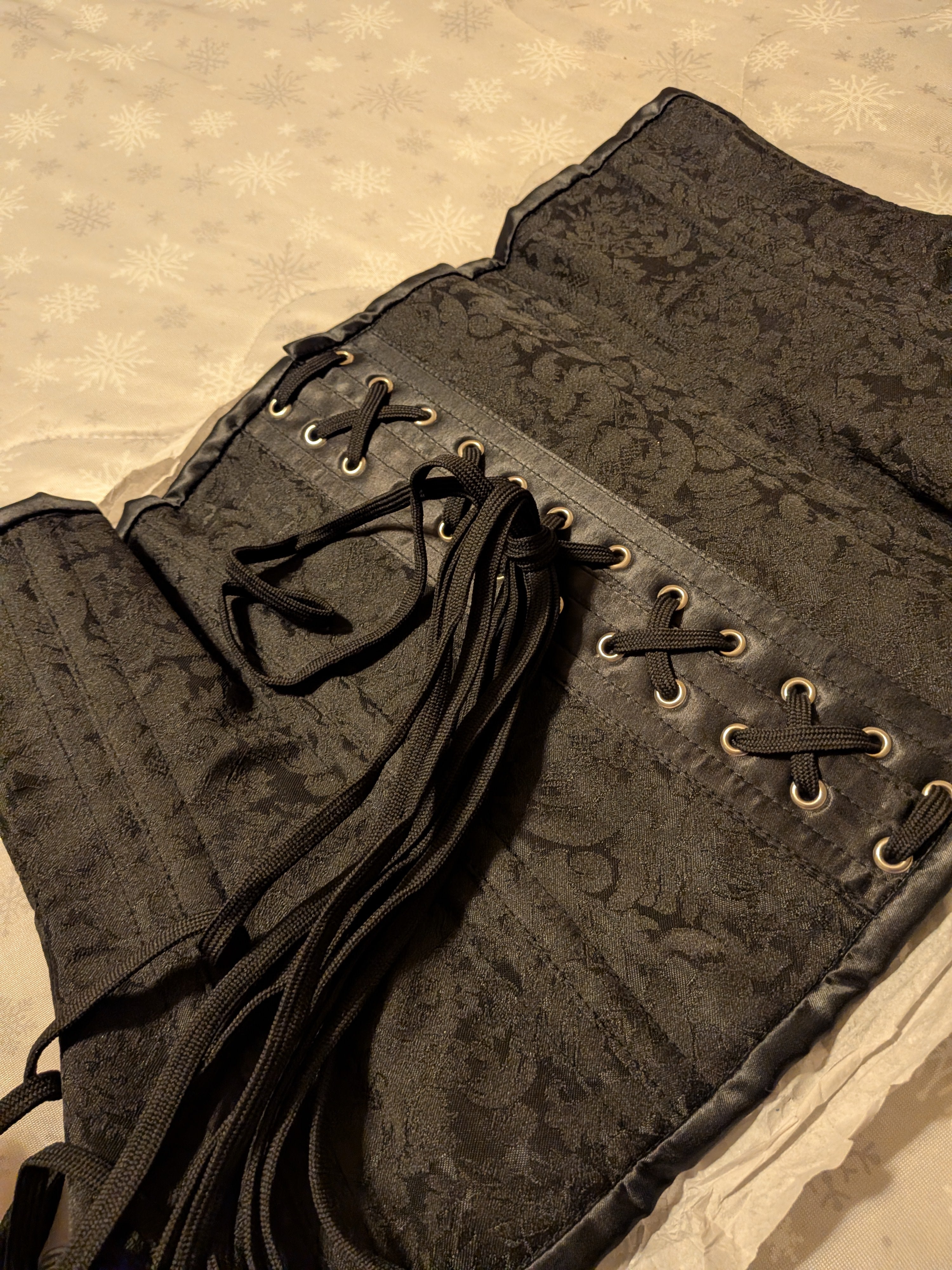 Black Brocade Zipper Waist Training Corset — Signature Shape CC-500-34” Waist Goal, 12” Length