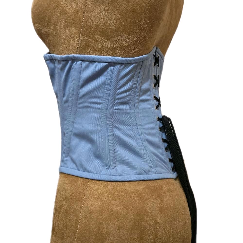 Dusty Blue Cotton Corset | 28" Waist Goal | 11½" Length