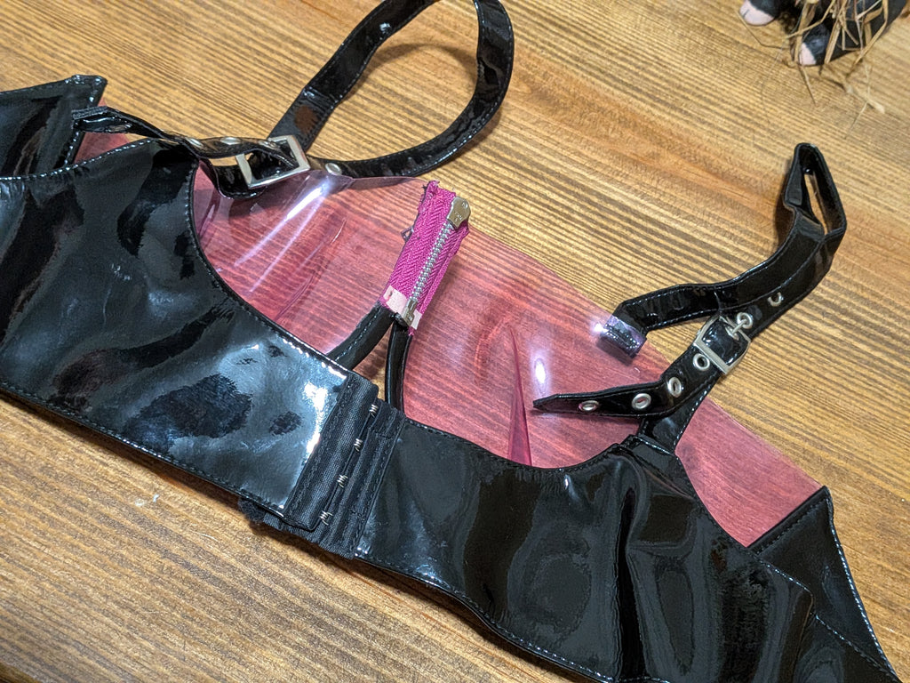 Custom purple PVC corset and bra