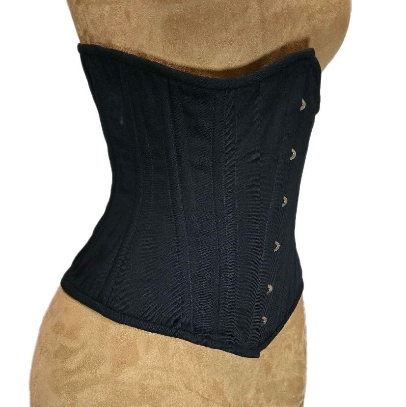 Black Cotton Waist Training Corset – 26″ Waist Goal, 13″ Length