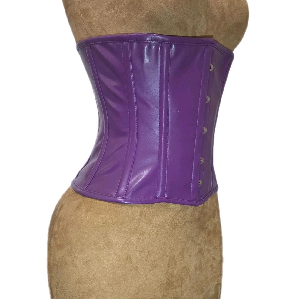 Purple Leather Waist Training Corset – 26-Inch Waist Goal, 10½-Inch Length