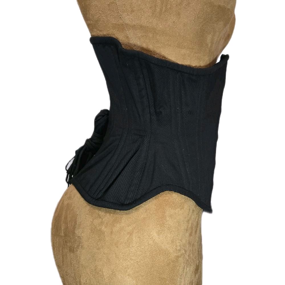 Black Cotton Waist Training Corset – 26" Waist Goal, 11.5" Length
