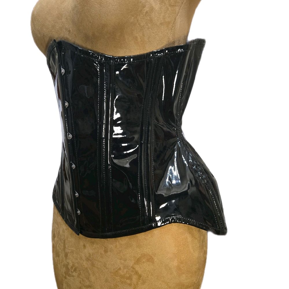 🖤 Black PVC Corset – 34" Waist Goal | 14.5” Length | Signature Shape CC-809 ⚡