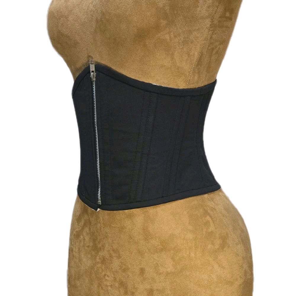 26-Inch Waist Goal | 9" Length | Black Cotton Waspie Corset with Zipper | Signature Shape CC604