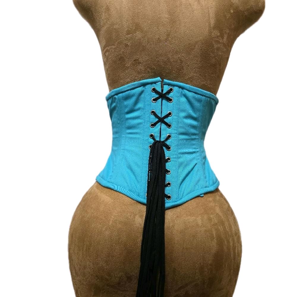 Teal Cotton Waist Training Corset – 26-Inch Waist Goal | 12-Inch Length